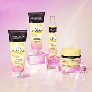 Go Blonder range stood on a set of perspex podiums